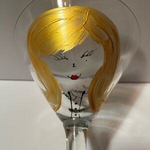 Hand-Painted Blonde Girl Martini Glass. “Tini Time”.